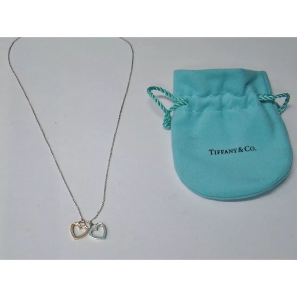 Tiffany & Co Sterling Rose Gold Two Heart Necklace - Picture 6 of 7